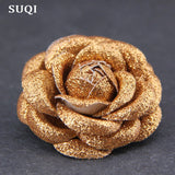 SUQI Shinning Powder PU Lapel Dress Brooch Pin