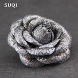 SUQI Shinning Powder PU Lapel Dress Brooch Pin