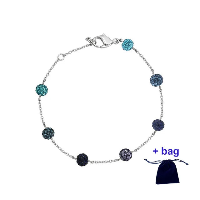 Purple Crystal Ball Bracelet in Gift Box