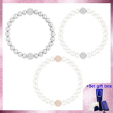 White Crystal Pearl Bracelet Rose Plated