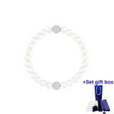 White Crystal Pearl Bracelet Rose Plated