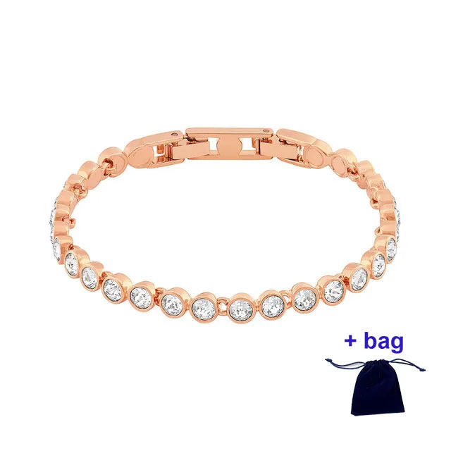 White Tennis Bracelet with Rose Plating in Gift Box