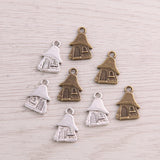 100PCS 10*15mm Zinc Alloy Double-faced Houses Charms Jewelry Making