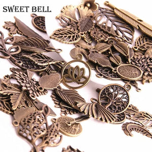 100pcs Vintage Metal Tree Charms Leaf Pendant for DIY Jewelry Making