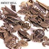 100pcs Vintage Metal Tree Charms Leaf Pendant for DIY Jewelry Making