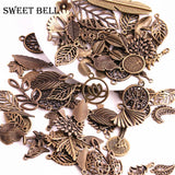 100pcs Vintage Metal Tree Charms Leaf Pendant for DIY Jewelry Making