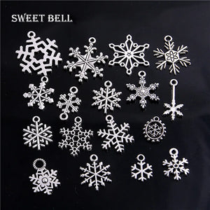 100pcs Vintage Christmas Snowflake Charms for DIY Jewelry Making