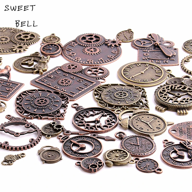 20pcs Vintage Clock Charms for DIY Jewelry Making