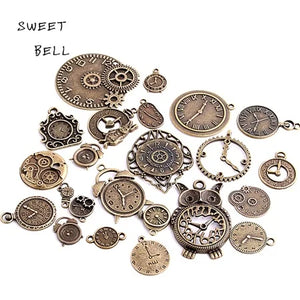 20pcs Vintage Clock Charms for DIY Jewelry Making