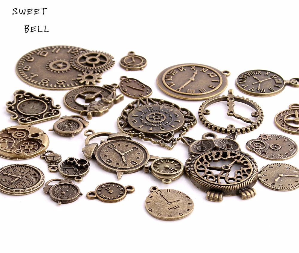 20pcs Vintage Clock Charms for DIY Jewelry Making