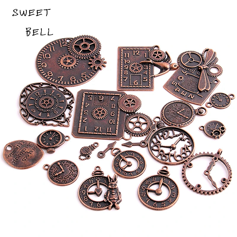 20pcs Vintage Clock Charms for DIY Jewelry Making