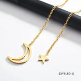 SXYSLED-S Moon Star Necklace Pendant Women Jewelry Girl Chain