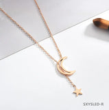 SXYSLED-S Moon Star Necklace Pendant Women Jewelry Girl Chain