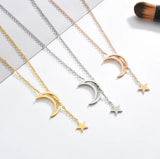 SXYSLED-S Moon Star Necklace Pendant Women Jewelry Girl Chain