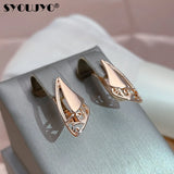 Vintage 585 Rose Geometric Earrings Women's Jewelry