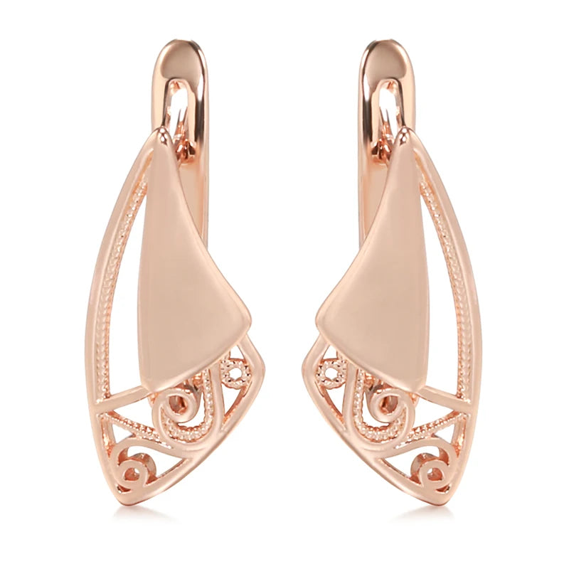 Vintage 585 Rose Geometric Earrings Women's Jewelry