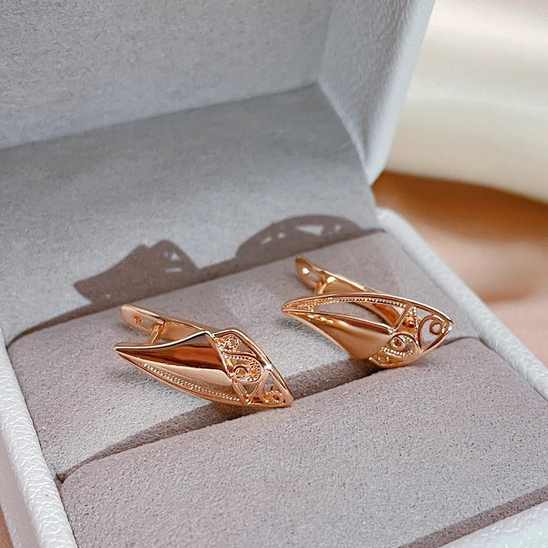 Vintage 585 Rose Geometric Earrings Women's Jewelry