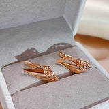 Vintage 585 Rose Geometric Earrings Women's Jewelry
