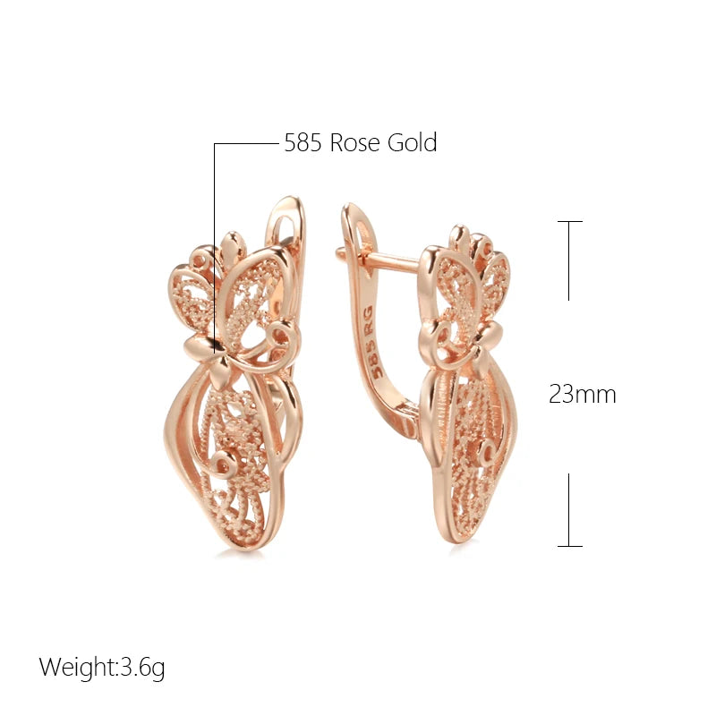 Vintage Butterfly Earrings 585 Rose Bridal Wedding Jewelry