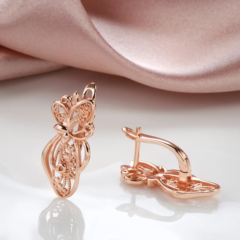 Vintage Butterfly Earrings 585 Rose Bridal Wedding Jewelry