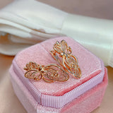 Vintage Butterfly Earrings 585 Rose Bridal Wedding Jewelry