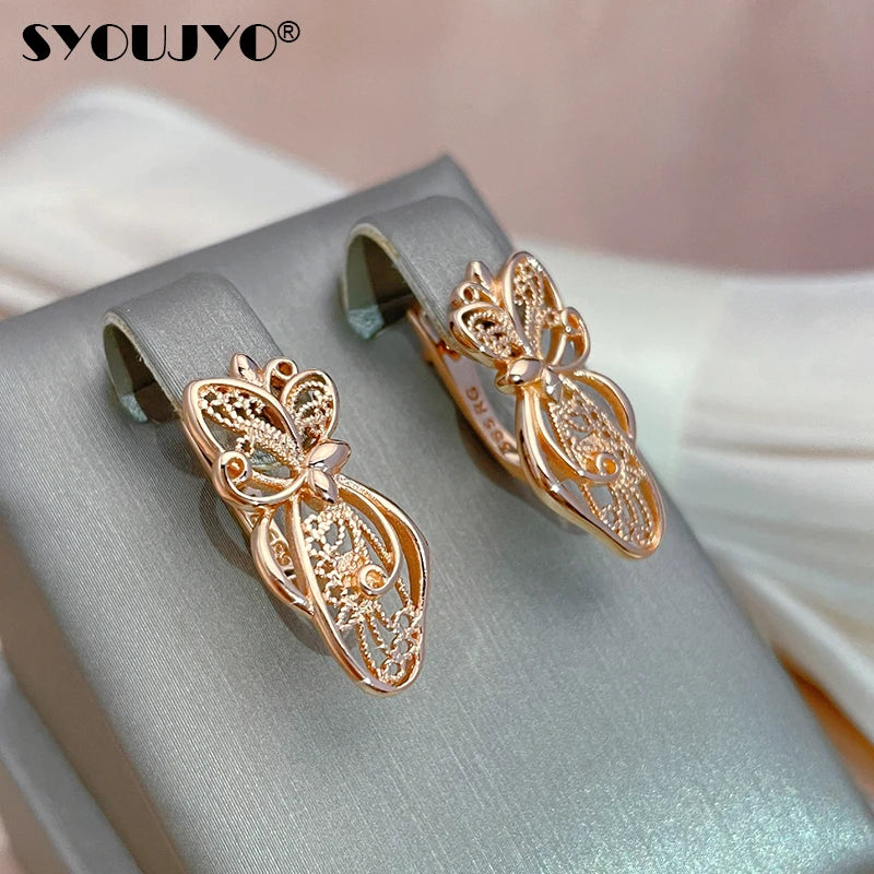 Vintage Butterfly Earrings 585 Rose Bridal Wedding Jewelry