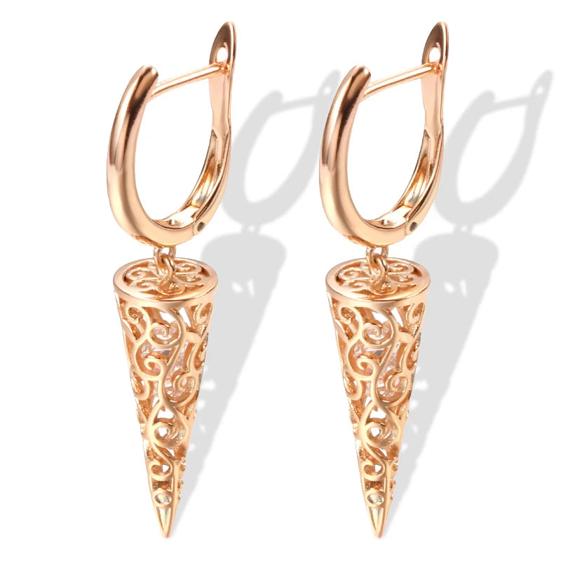 Cone Shape Dangle Earrings Natural Zircon Ethnic Jewelry
