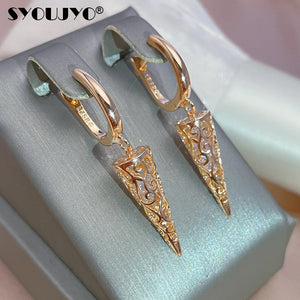 Cone Shape Dangle Earrings Natural Zircon Ethnic Jewelry