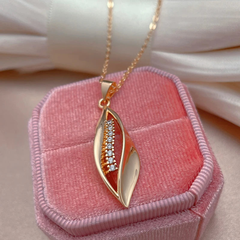 Vintage Rose Zircon Long Pendant Necklace for Women