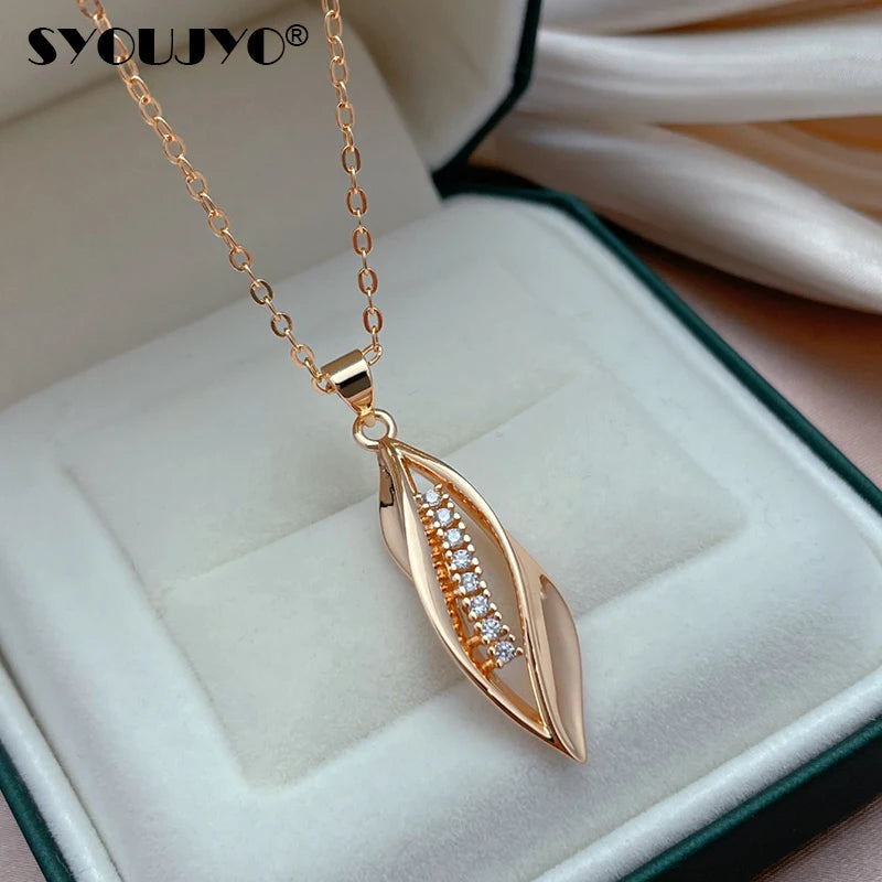 Vintage Rose Zircon Long Pendant Necklace for Women