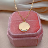 Rose Round Coin Dangle Women's Necklace with Zircon