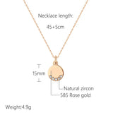 Rose Round Coin Dangle Women's Necklace with Zircon