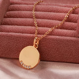 Rose Round Coin Dangle Women's Necklace with Zircon