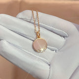 Rose Round Coin Dangle Women's Necklace with Zircon