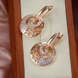 Rose Drop Earrings Rhinestone Circle Crystal Jewelry Zircon Long Earrings