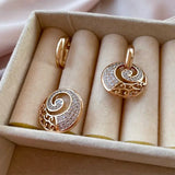 Rose Drop Earrings Rhinestone Circle Crystal Jewelry Zircon Long Earrings