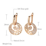 Rose Drop Earrings Rhinestone Circle Crystal Jewelry Zircon Long Earrings