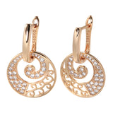 Rose Drop Earrings Rhinestone Circle Crystal Jewelry Zircon Long Earrings