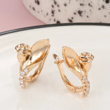 Rose Flower Zirconia Earrings Weeding Jewelry Romantic Gift