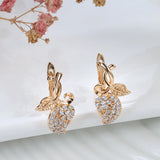 Crystal Zircon Rose Earrings for Women, Lady's Jewelry Stud Earrings