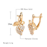 Crystal Zircon Rose Earrings for Women, Lady's Jewelry Stud Earrings
