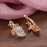 Crystal Zircon Rose Earrings for Women, Lady's Jewelry Stud Earrings
