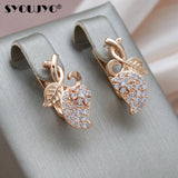 Crystal Zircon Rose Earrings for Women, Lady's Jewelry Stud Earrings