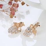 Crystal Zircon Rose Earrings for Women, Lady's Jewelry Stud Earrings