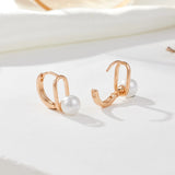 Rose Gold Pearl Stud Earrings for Women 585 Jewelry