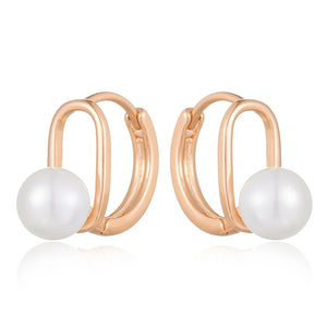 Rose Gold Pearl Stud Earrings for Women 585 Jewelry