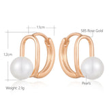 Rose Gold Pearl Stud Earrings for Women 585 Jewelry