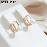 Rose Gold Pearl Stud Earrings for Women 585 Jewelry