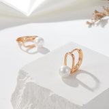 Rose Gold Pearl Stud Earrings for Women 585 Jewelry