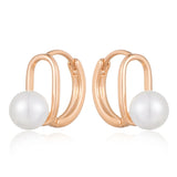 Rose Gold Pearl Stud Earrings for Women 585 Jewelry